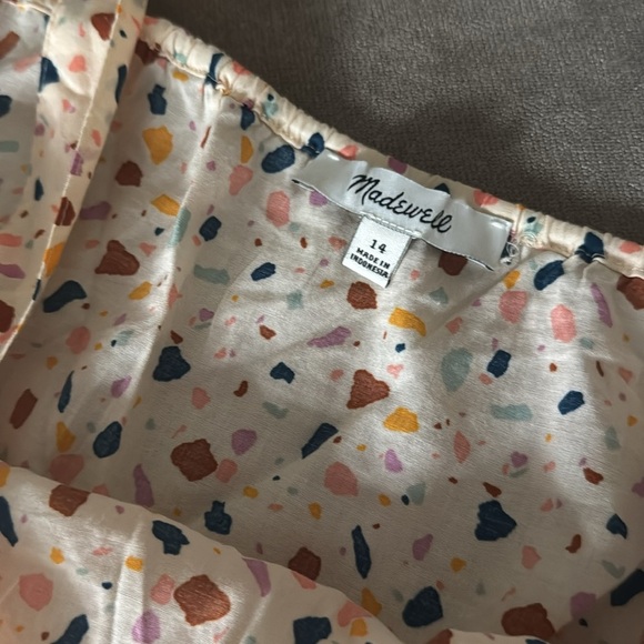 Madewell tank top blouse speckled size 14 cotton twist tie front detail v neck - Picture 4 of 6